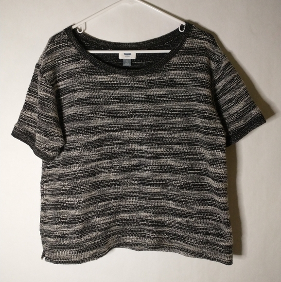 Old Navy black & white striped top size large - Picture 1 of 6